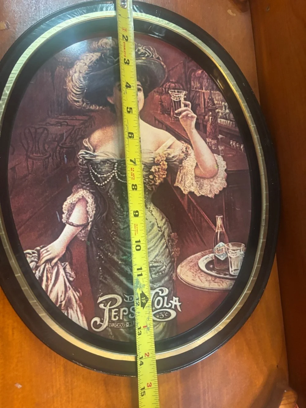 1960s-1970s Pepsi Cola Oval Serving Tray with Victorian Lady